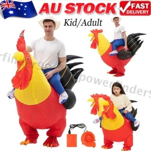 Kids Adult Inflatable Red Rooster Costume Adult Chicken Blow Up Ride On Farm - Picture 1 of 18