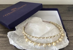 MIRANDA TEMPLETON IVORY PEARL & DIAMANTE BRIDAL HEADBAND RETAIL £150 BOXED - Picture 1 of 10