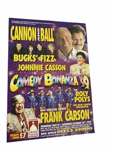 1999 Comedy Bonanza Signed Flyer Frank Carson,Cannon & Ball, Roll Polys  - Picture 1 of 2