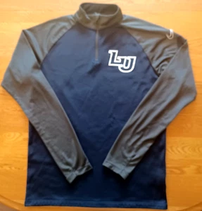 Liberty University Athletics Flames Nike DriFit 1/4 Zip Pullover Med Blue Gray - Picture 1 of 12