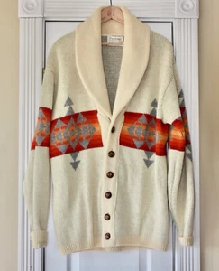 Vintage Men’s Pendleton Shawl Collar Sweater Aztec Western The Big Lebowski - Picture 1 of 8