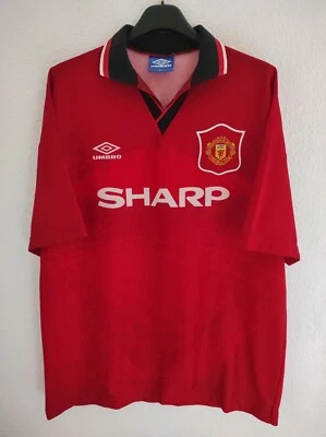 MANCHESTER UNITED 1994-1996 Sharp Cantona 7 camiseta shirt trikot maillot XL - Photo 1/4