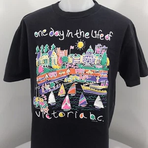 Victoria British Columbia Vintage 1990 Pastel One Day In Life Mens XL Tshirt - Bild 1 von 7