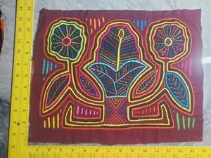 kuna panel mola unframed WALL HANGING Flower imported from Panama original 2193 - Picture 1 of 3