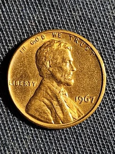 1967 Penny No Mint Mark, Errors "L" We Trust On Rim Struck Off Center *Very Rare - Picture 1 of 5