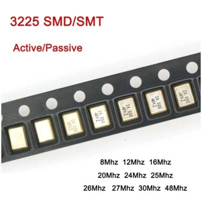 3225 SMD/SMT Crystal Oscillator Resonator Active/Passive Values of 8Mhz to 48Mhz