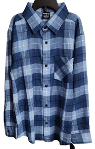 Boys' Hurley Night Force Blues Flannel Long Sleeve Button Down Shirt Size M - Picture 1 of 1