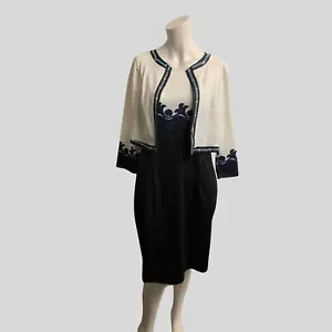 Women Sleeveless Knee Length Midi-dress Long Sleeve Tops Blazer Dress Suit Set - Picture 1 of 9