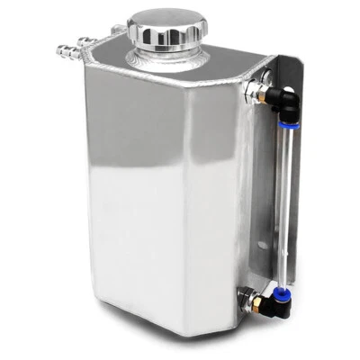 2L Polished Aluminum Coolant Radiator Overflow Reservoir Expansion Water Tank - Imagem 1 de 4