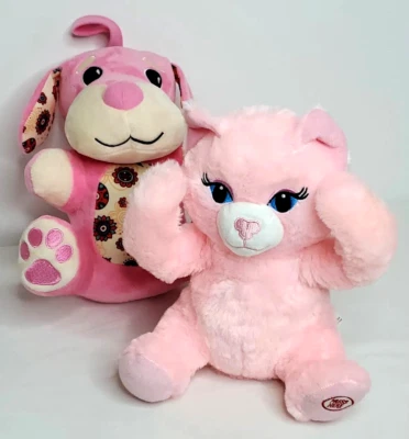 Подарок ребенку 2 мягкие животные розовый свет музыка щенок собака Peekaboo котенок для сна  - Изображение 1 из 4