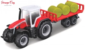 Maisto Massey Ferguson 8S.265 Traktor mit Ballenanhänger Mini Arbeitsmaschine - Bild 1 von 1