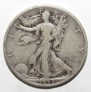 1933 S Walking Liberty medio dólar en muy buen estado - Imagen 1 de 2