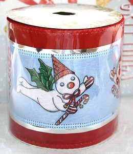 MR. MR BINGLE DILLARD’S CHRISTMAS BLUE & RED VELVET WIRE EDGED RIBBON SPOOL 3yds - Picture 1 of 11