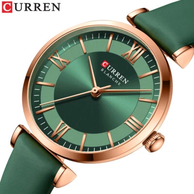CURREN Women Quartz Watch Casual Leather Wristwatch Ladies Girl Business Watches - Image 1 of 4