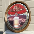 Vintage Old Milwaukee Beer Bar Wall Sign Oval Mirror Hanging Sign 21” x 19”
