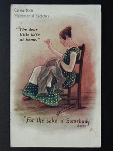 Welsh CARMARTHEN MATRIMONIAL SKETCHES c1908 Comic Postcard by Cynicus Co. Ltd - Picture 1 of 2