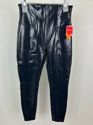 SPANX NWT Faux Patent Leather Leggings Slim Stretch Size XL Navy Women Pants - Image 1 of 4