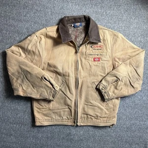 Vtg Dickies Detroit Style Jacket Brown Blanket Lined Workwear Canvas Duck Chore - Picture 1 of 5