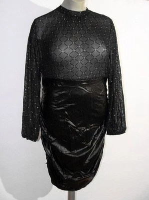 Sexy Wetlook Kleid Schwarz mit transparentem Oberteil Gr 4XL / 52 - Bild 1 von 4