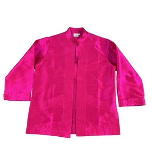 Smithsonian Institution 100% Silk Pink Open Front Sweater Sz Medium - 22" pit to - Picture 1 of 5