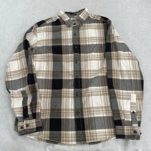 Eddie Bauer Herren L Flanellhemd braun kariert schwere Baumwolle Knopfleiste Outdoor - Bild 1 von 7