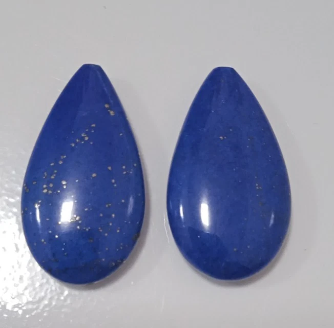 COPPIA DI LAPISLAZZULI NATURALE LAPIS NATURAL TAGLIO GOCCIA  25X14mm - Imagen 1 de 4