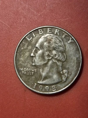 “1998-P Washington Quarter — Full Planchet Lamination Error — Obv/Rev — High... - Image 1 of 4