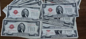 1928 Two Dollar Red Seal $2 Bill VG or better circulated, 1pcs random serial - Picture 1 of 4