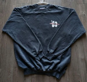 Vintage Hanes 90s - Black Trader Joes Hibiscus Logo Crewneck - Sweatshirt Size M - Picture 1 of 17