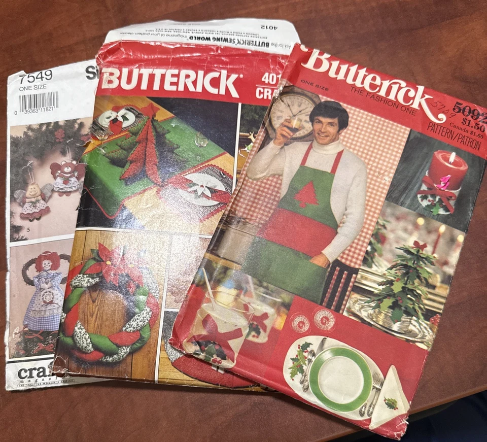 VTG Christmas Craft Sewing Patterns Lot Of 3 Simplicity Butterick McCall’s READ - Image 1 of 4