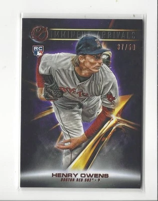 2016 Topps Legacies Baseball Imminent Arrivals Purple Henry Owens RC Red Sox /50 - Image 1 of 2