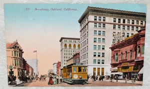170d. MITCHELL DIV BK, BROADWAY, OAKLAND STREET VIEW, W/ TROLLY, HORSE & BUGGY+ - Picture 1 of 2
