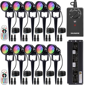 RGBW Low Voltage Landscape Lighting Kit with Transformer and Timer 12W 12-24V... - Picture 1 of 9