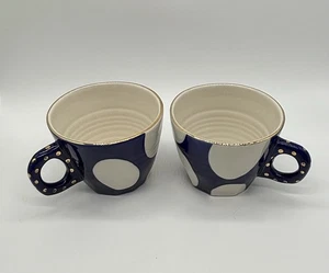 Anthropologie Polka Dot Yesteryear Mug Set Of 2 Bridget Bodenham Handpainted - Picture 1 of 8