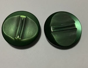 Pr Vintage EMERALD GREEN 2.8 Cm Shanked Plastic Buttons - Arte DECO. Freep.P. - Picture 1 of 3