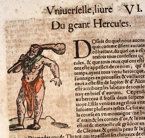 HÉRCULES EL GIGANTE 1552 SEBASTIAN MUNSTER VISTA ANTIGUA SIGLO XVI - Imagen 1 de 3