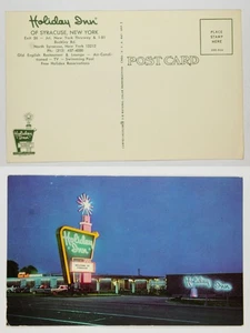 Vintage Holiday Inn Syracuse NY Neon Sign Night Postcard Exit 36 Buckley Rd - Picture 1 of 1