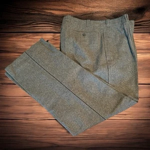 Vintage Swiss Army Military Pants Mens 32x26 Gray Green Wool Trouser Pleat 76/44 - Afbeelding 1 van 10