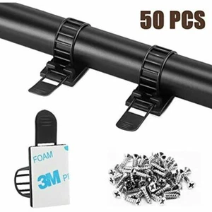 Selbstklebende Kabelmanagement-Clips, 50 Stück verstellbar Nylonbandbinder Drahtklemmen - - Bild 1 von 5