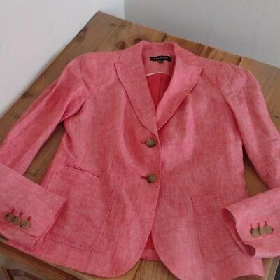 Talbots Red/Pink 100% Woven Linen 2 Button Blazer Women's Size 2  - Image 1 of 4