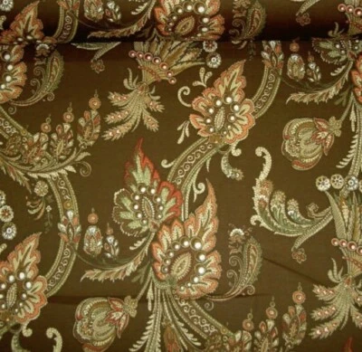 Padrão floral Duralee Ainsley cor paisley chocolate - Imagem 1 de 4