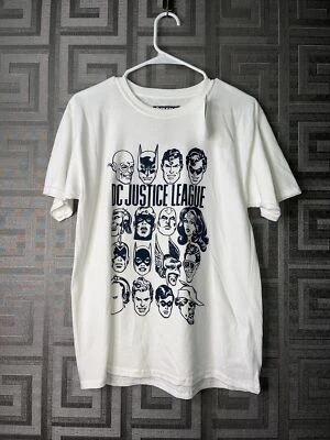 Justice League DC Comics Super Heroes White XL Cotton T-Shirt Youth Kids Boys - Image 1 of 2