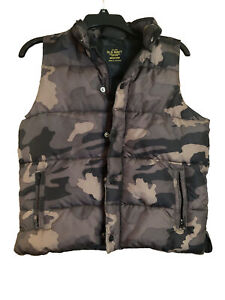 Old Navy Boys Puffer Vest Camo Camouflage M 10-12, Zip & Snap Closures, Pockets