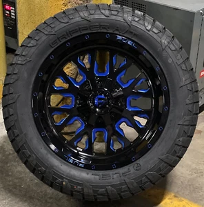 4) 20x9 Fuel D645 Stroke Blue Wheels 32" AT Tires 6X5.5 2019+ Dodge Ram 1500 - Picture 1 of 3