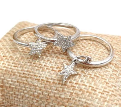 SWAROVSKI LOTTO 3 ANELLI STELLA - MISURA 58 - Immagine 1 di 4