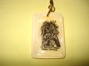 Vintage Plastic/Lucite? Rectangle 'Id rather Fight Then Switch' Key Chain 80's - Picture 1 of 3