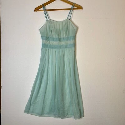 Vestido Vanity Fair Vintage Años 60 Poli 32 Azul Turquesa Cintura Imperio Hasta la Rodilla Foto 1 de 4