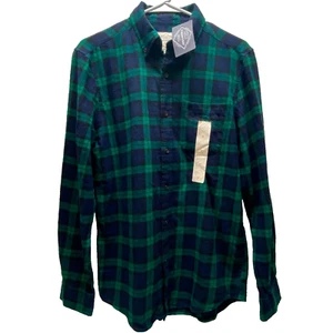 St. John's Bay Flannel Shirt Men's Small Blackwatch Plaid Super Soft Top $40 NWT - Picture 1 of 5