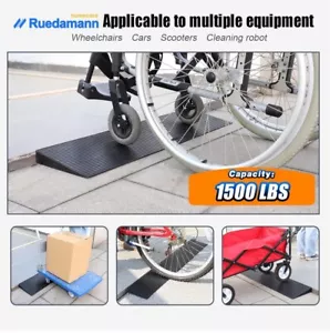Ruedamann 1" Rise Threshold Ramp 1500 LBS Capacity 35.4" Wide Non Slip Rubber - Picture 1 of 10