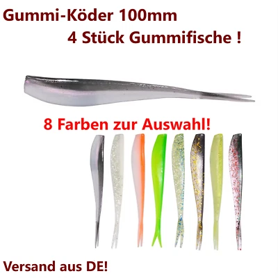 Gummi-Köder, 4 Stück, Gummifische, 100mm/3,5g, Forelle, Zander, Hecht, TOP - Bild 1 von 4